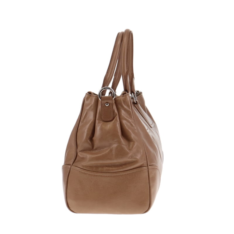 Miu Miu Vitello Shine Beige Double Zip Tote With Strap