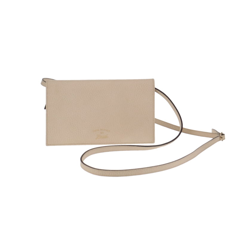 Gucci Ivory Leather Wallet On Strap