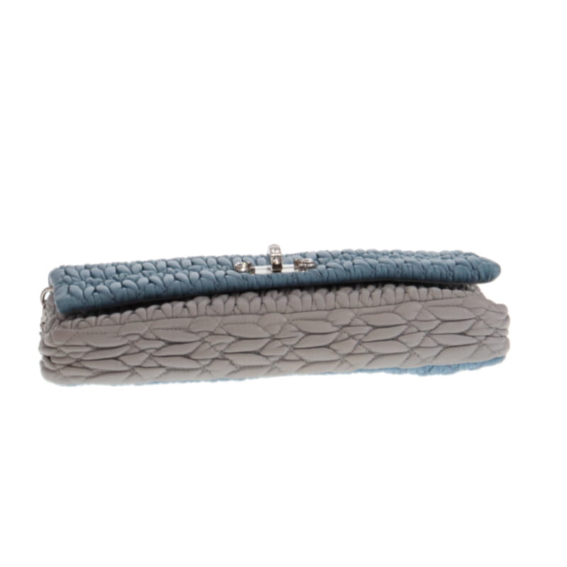 Miu Miu Iconic Crystal Cloqué Nappa Blue Leather SH (Missing Woven Strap) RRP €1980