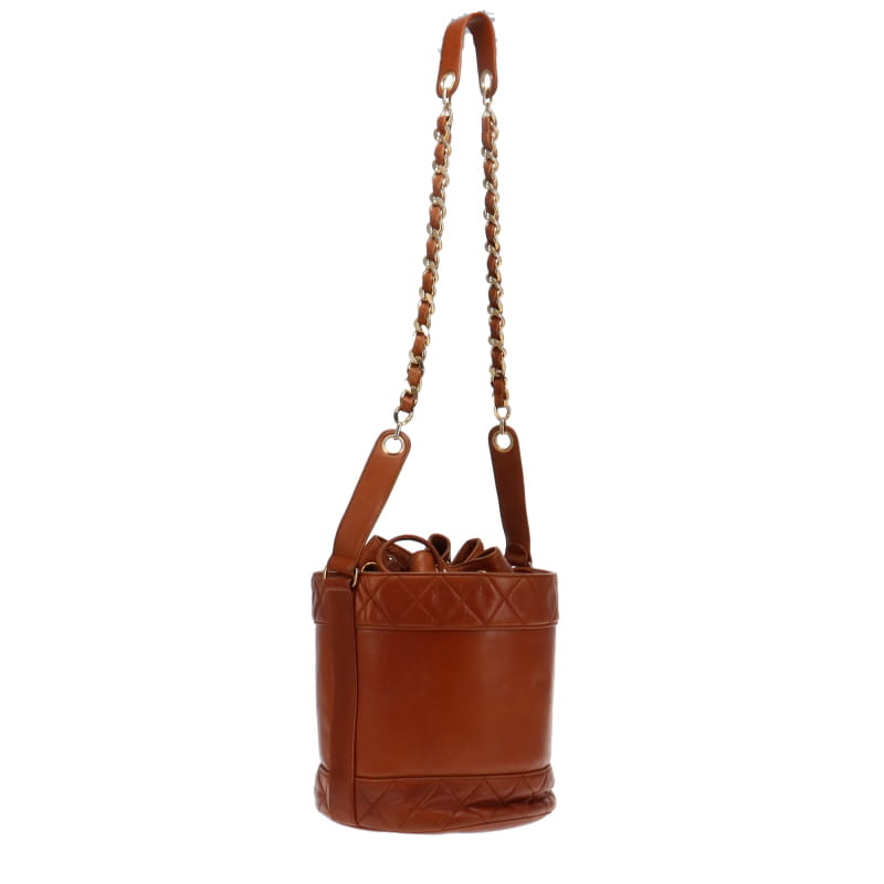 Chanel Vintage CC Cognac Lambskin Bucket Bag 1986/88