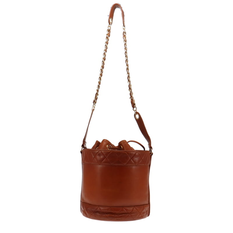 Chanel Vintage CC Cognac Lambskin Bucket Bag 1986/88