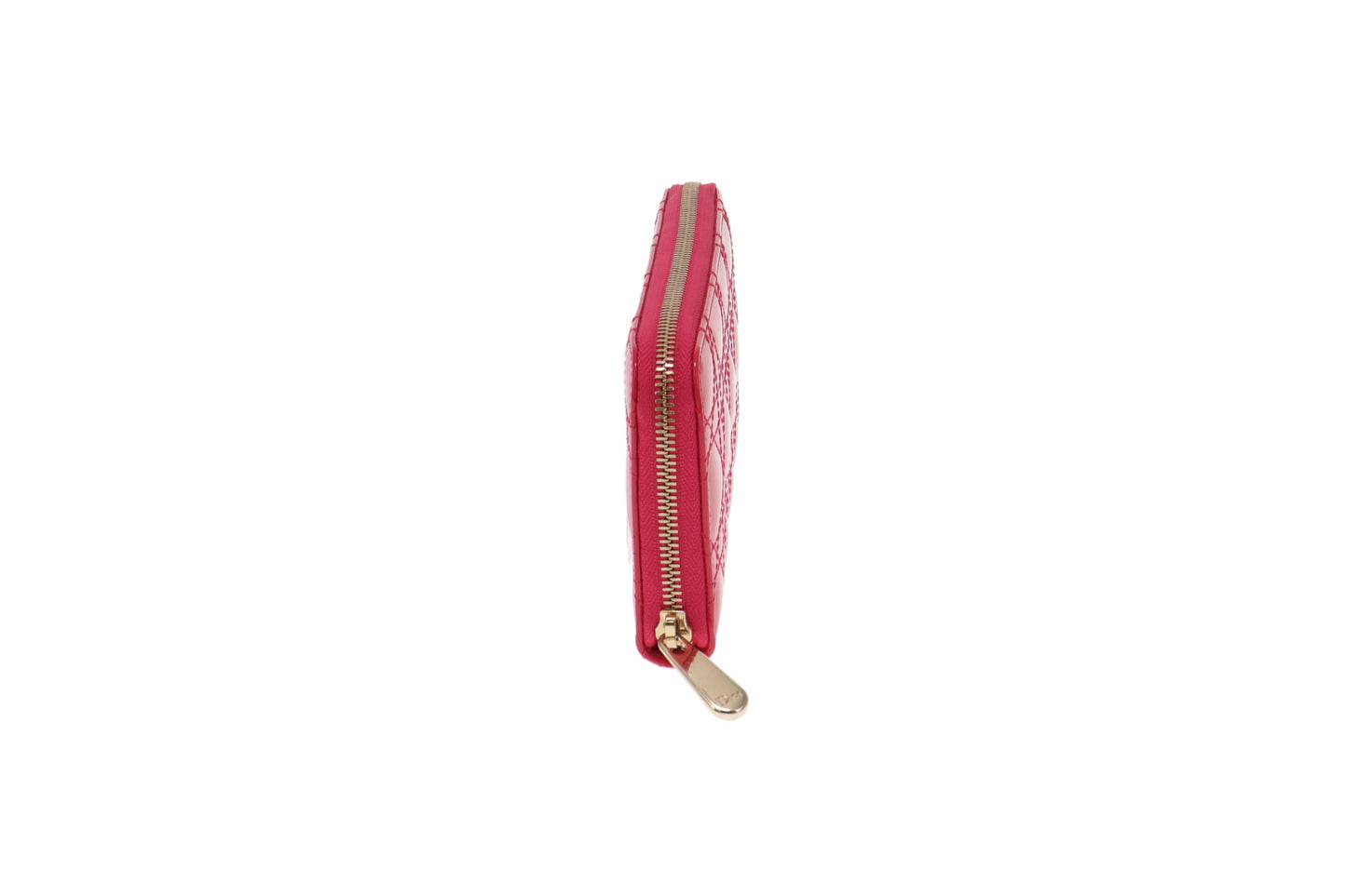 Dior Pink Patent Cannage lady Dior Zip Around Wallet (Missing Charms)