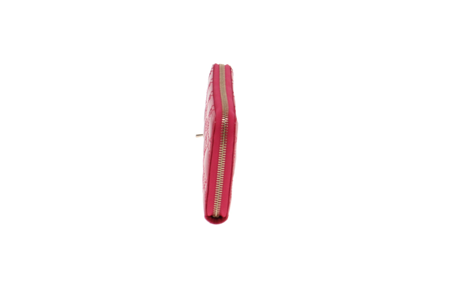 Dior Pink Patent Cannage lady Dior Zip Around Wallet (Missing Charms)