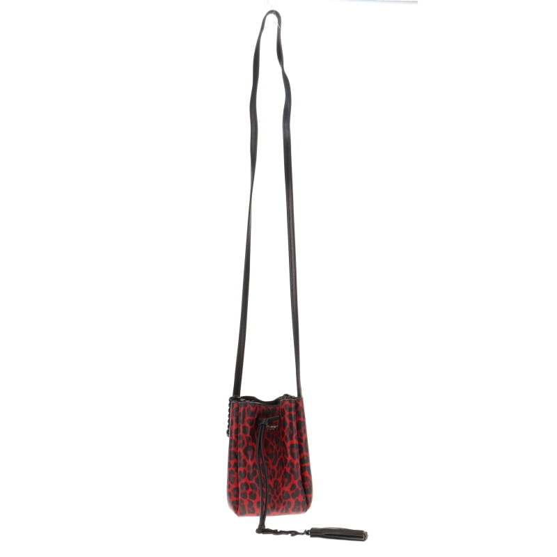 Saint Laurent Mini Red Leopard Drawstring Bucket Bag