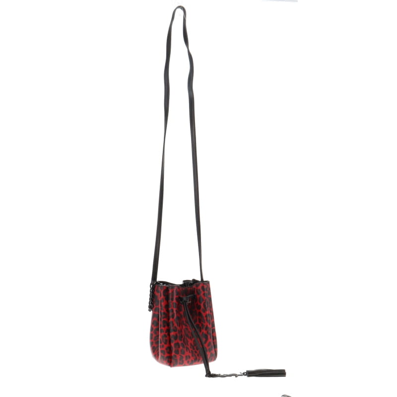 Saint Laurent Mini Red Leopard Drawstring Bucket Bag