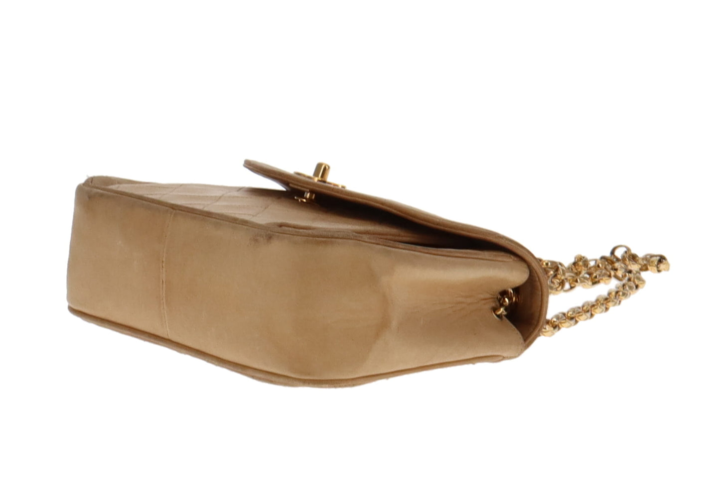 Chanel Beige Lambskin Vinatge Gold Bijoux Single Flap Shoulder Bag