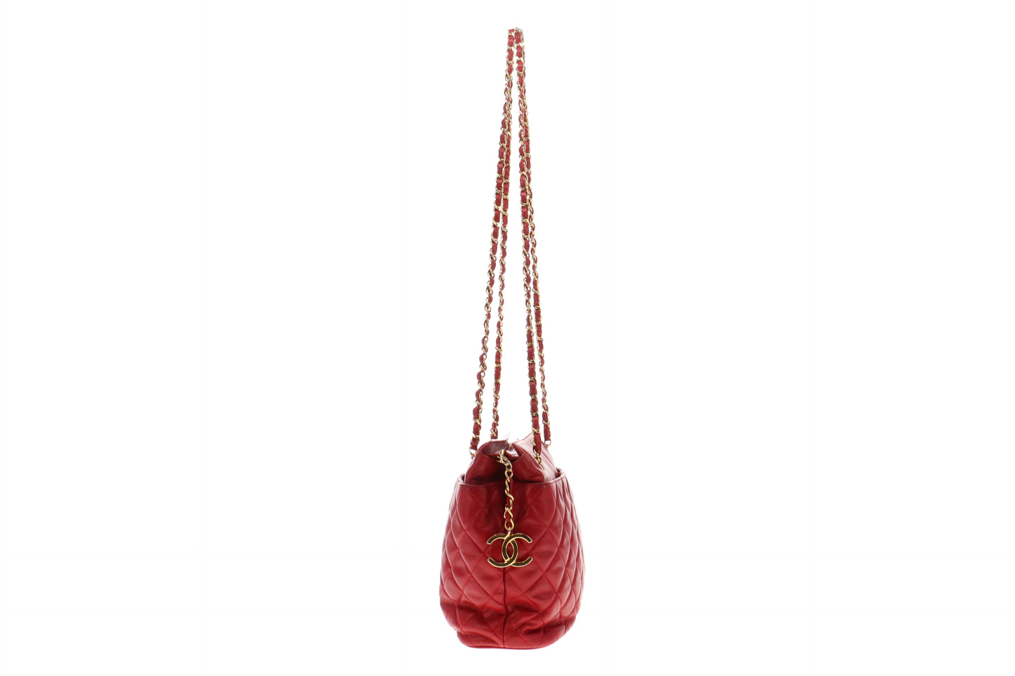 Chanel Vintage Red Lambskin Quilted Shoulder Bag 1989/91