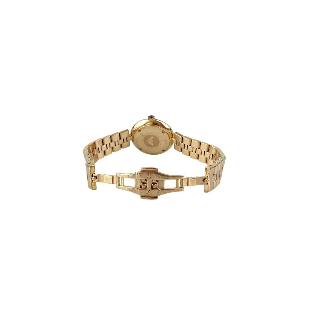 Giorgio Armani Rose Gold Striped Dial Ladies Watch