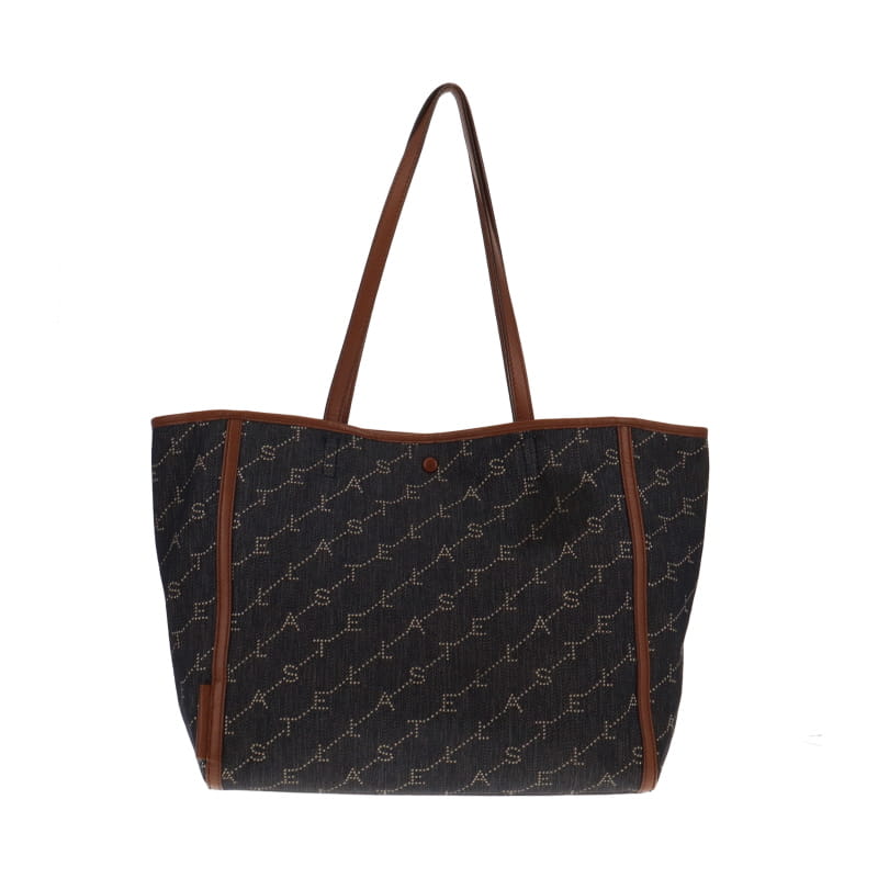 Stella McCartney Monogram Denim Canvas and Faux Leather Tote Bag