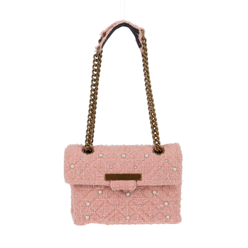 Kurt Geiger Brixton Pink Tweed With Faux Pearl