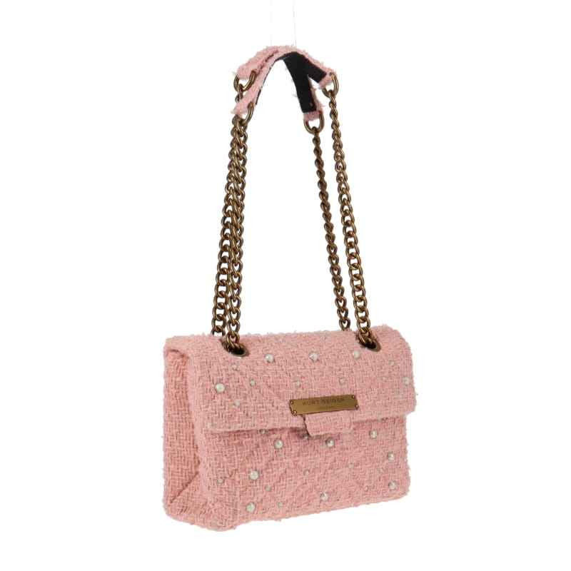 Kurt Geiger Brixton Pink Tweed With Faux Pearl