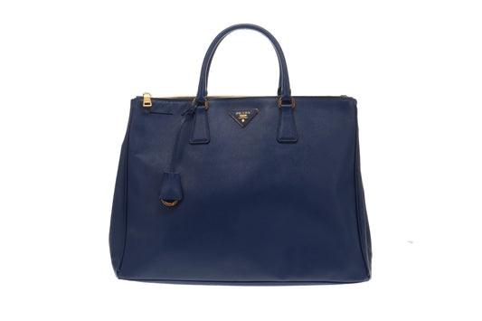 Prada Blue Saffiano Lux Large Executive Tote Bag