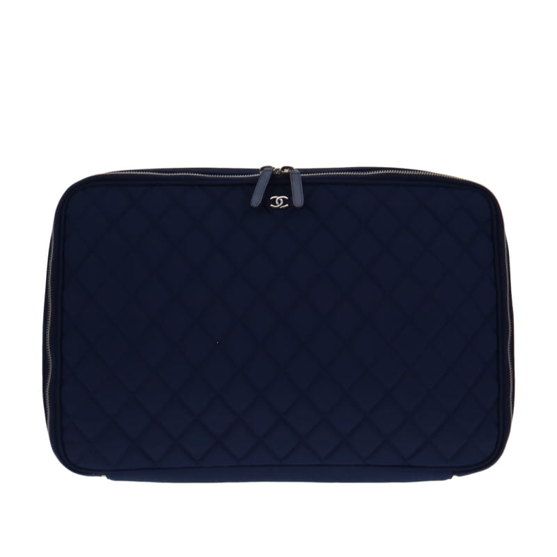 Chanel Navy Quilted Fabric Laptop Case 2012