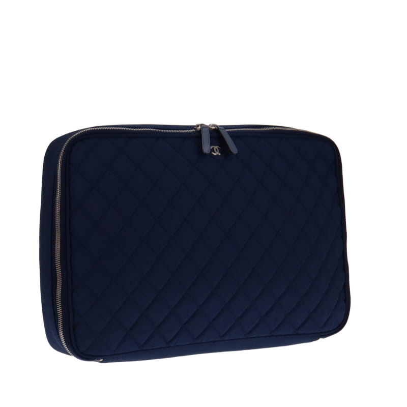 Chanel Navy Quilted Fabric Laptop Case 2012