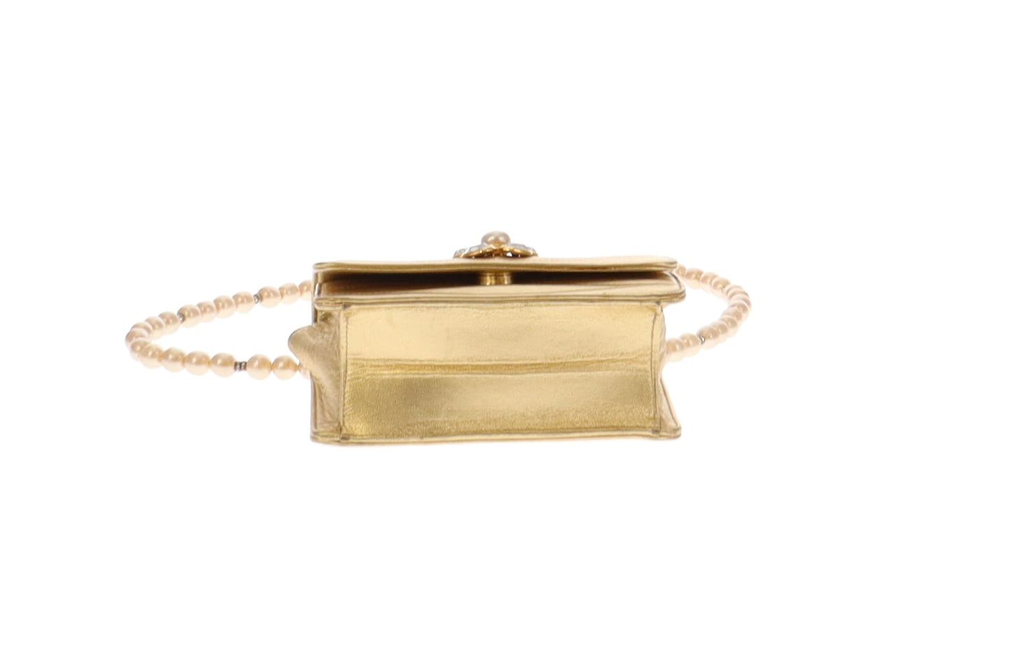 Chanel Rare Vintage Gold Metallic Costume Pearl & Strass Shoulder Bag
