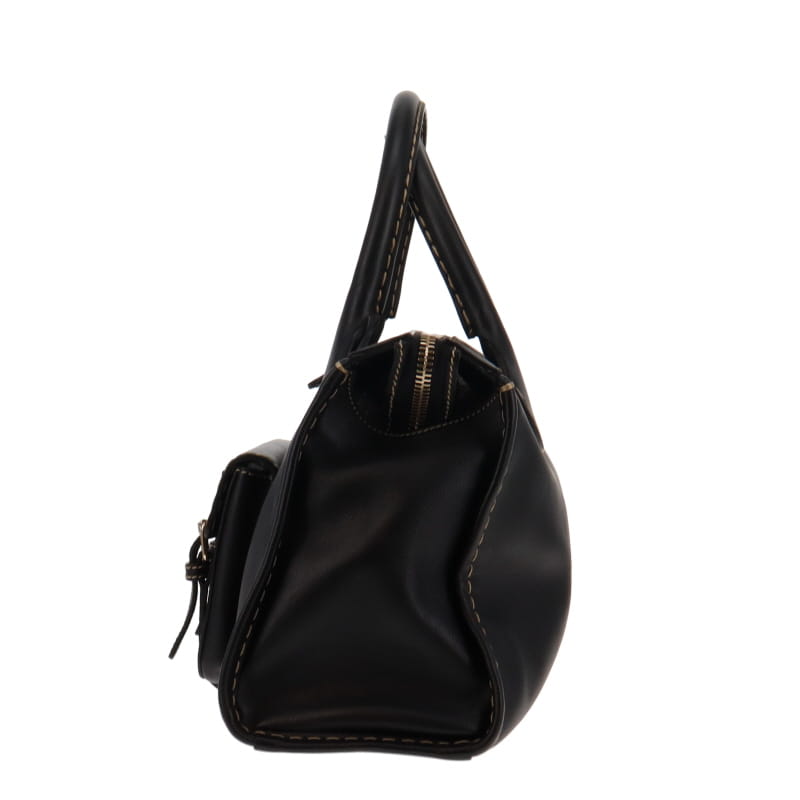 Chloe Edith Medium Top Stitch Day Bag Black