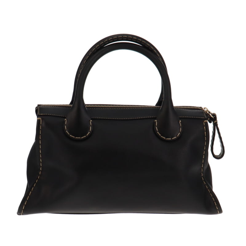 Chloe Edith Medium Top Stitch Day Bag Black
