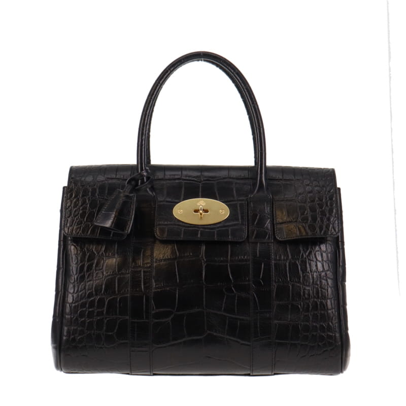 Mulberry Bayswater Black Croc Embossed Leather GH (2)