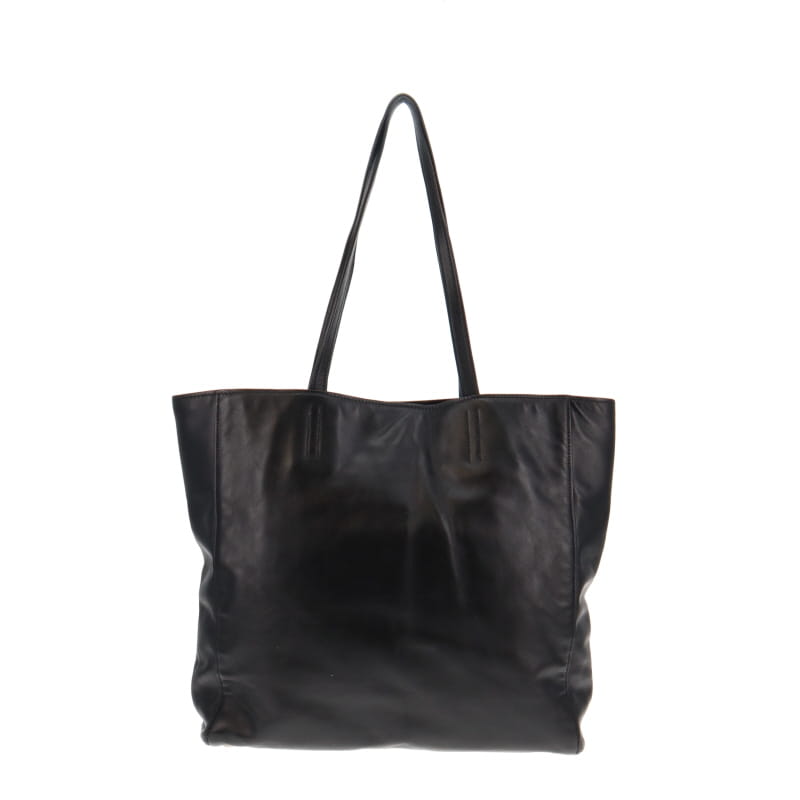 Miu Miu Black Vitello Soft Leather North South Tote SH
