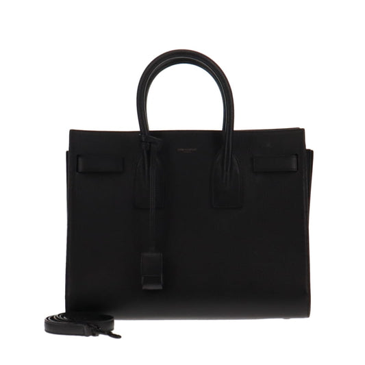 Saint Laurent Black Grained Leather Small Sac De Jour With Strap