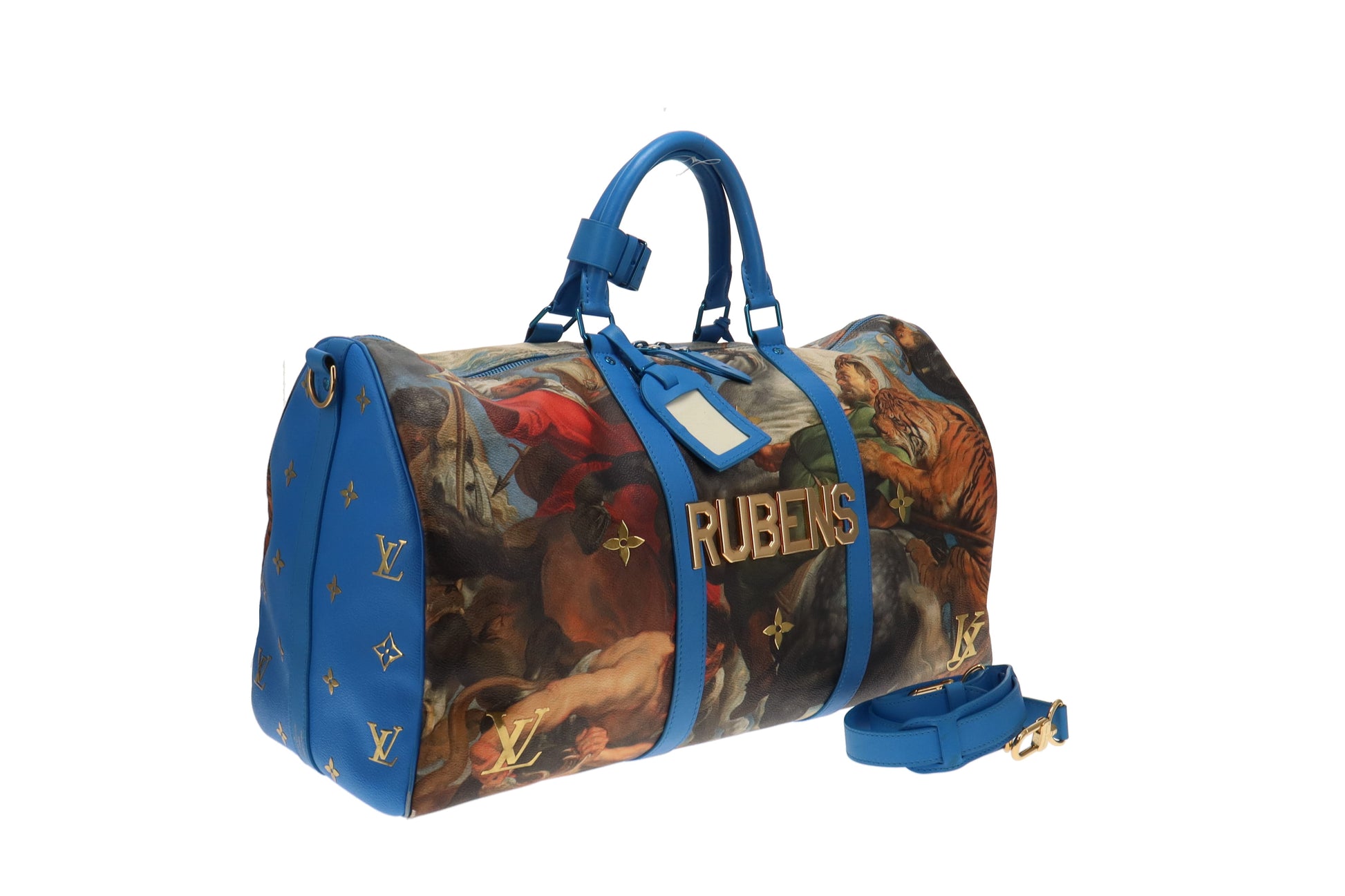 Louis Vuitton x Jeff Koons Keepall Bandouliere Peter Paul Rubens Masters 50  Blue Multicolor in Coated Canvas with Brass