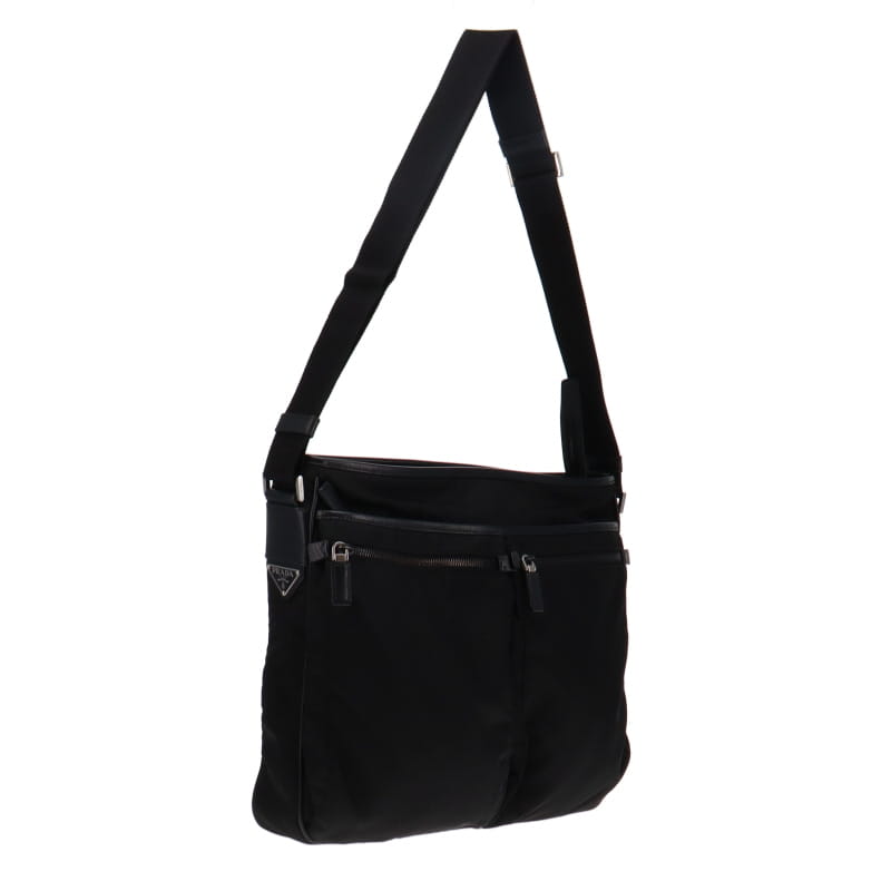 Prada Black Nylon Large Twin Pocket Messenger Bag