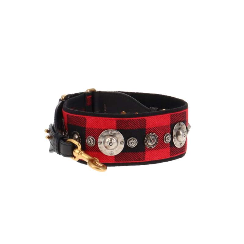 Christian Dior Red/Black Plaid Studded Canvas Shoulder Strap Bags Dior 