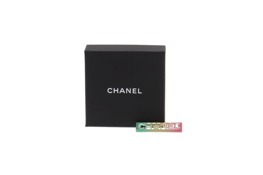 Chanel Rainbow Ombre Logo Brooch 2017