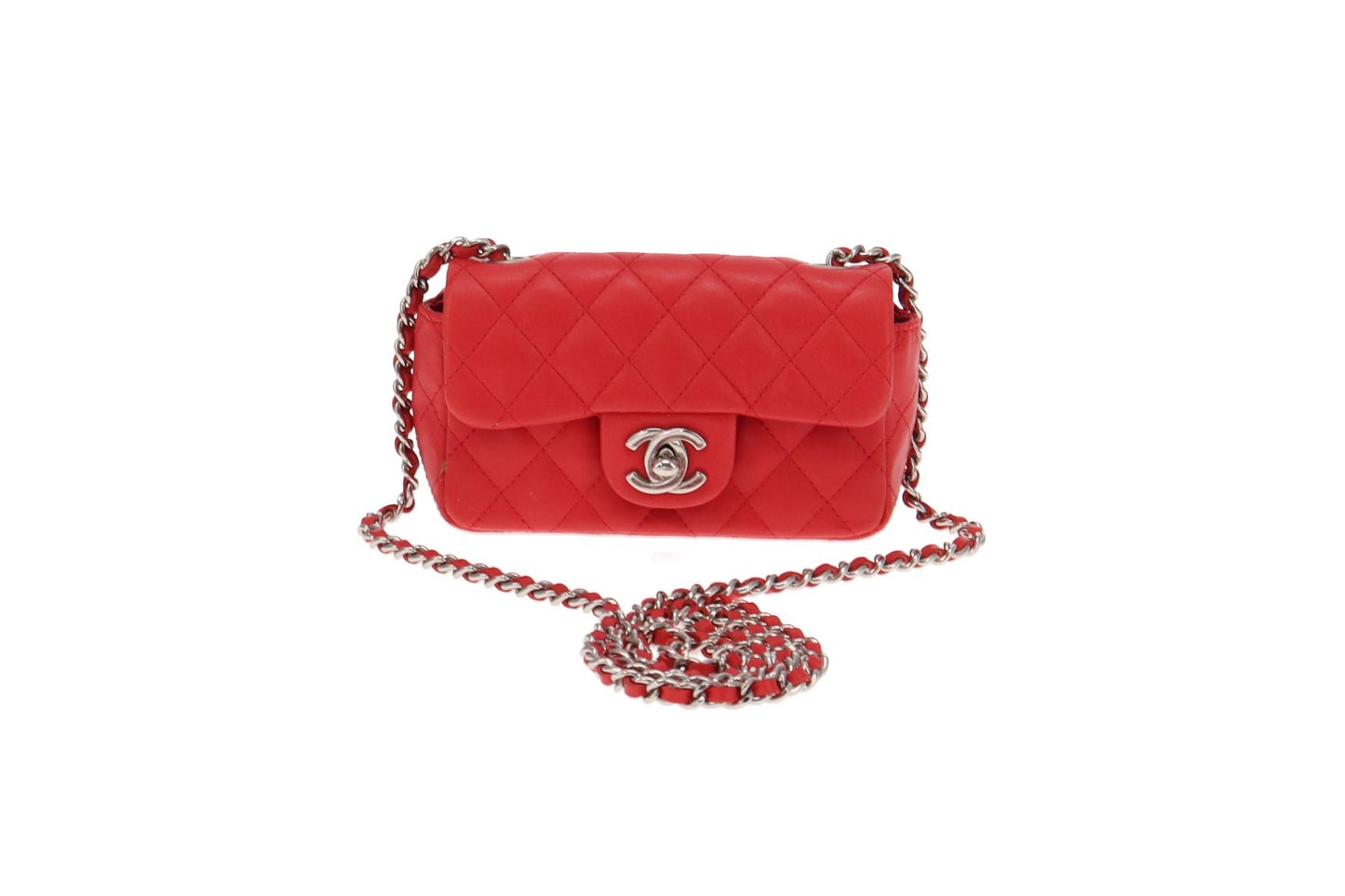 Chanel Coral Red Lambskin SHW Extra Mini Flap Bag 2004/05