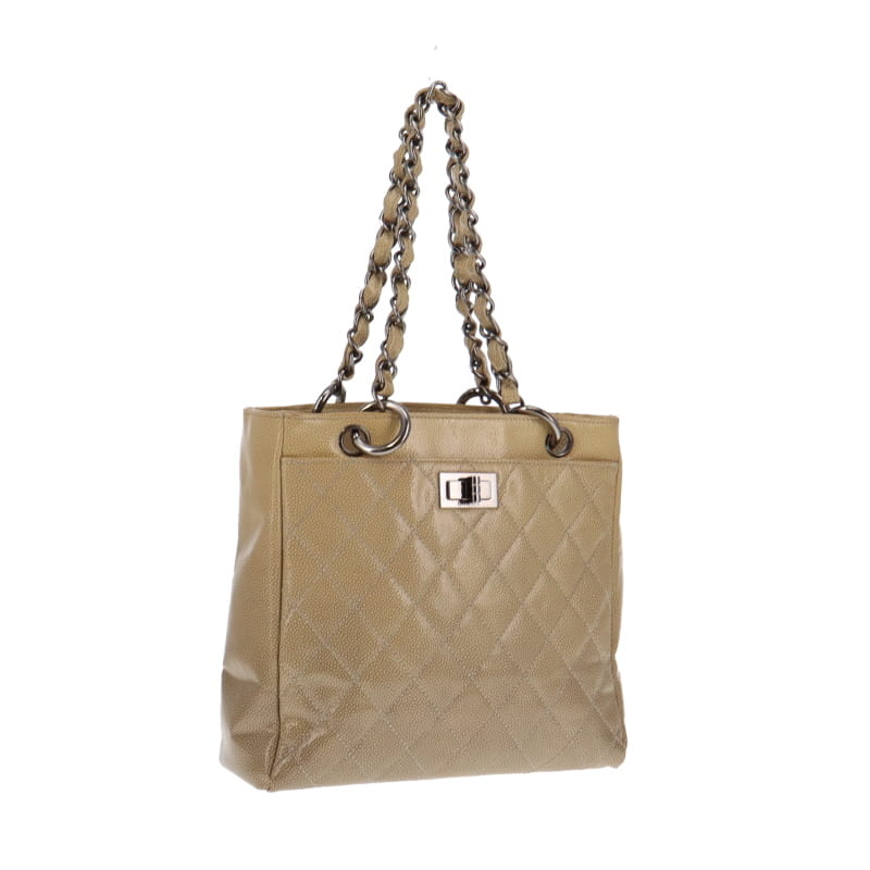Chanel Mademoiselle Quilted Ombre Patent Caviar Leather Diamond Shine Tote