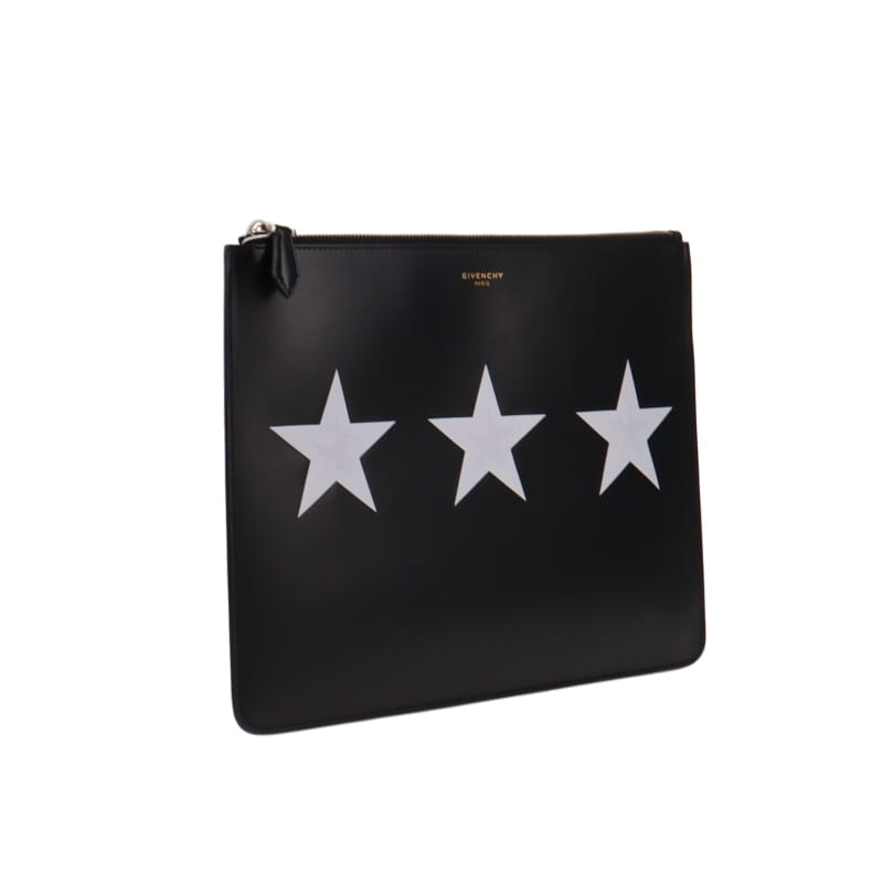 Givenchy Star Print Black Leather Clutch
