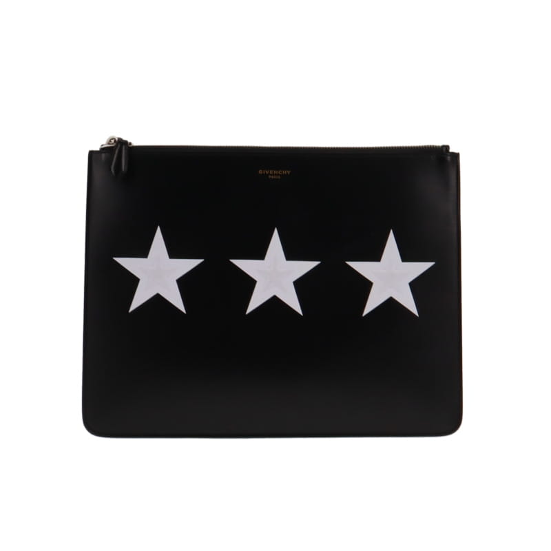 Givenchy Star Print Black Leather Clutch