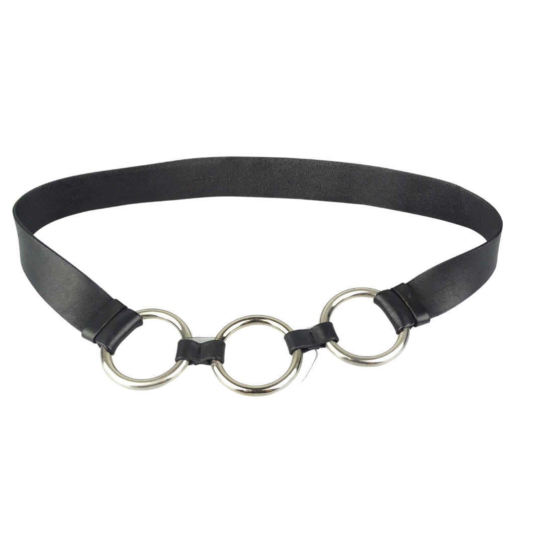 Prada 3 Metal Ring Leather Dress Belt 85 34