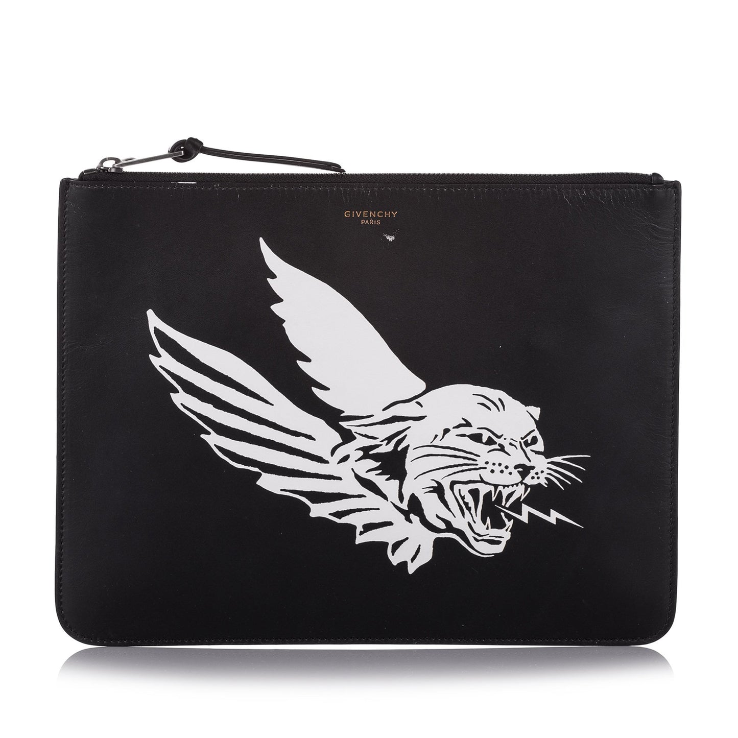 Givenchy Winged Tiger Print Black Leather Clutch Bags Givenchy 