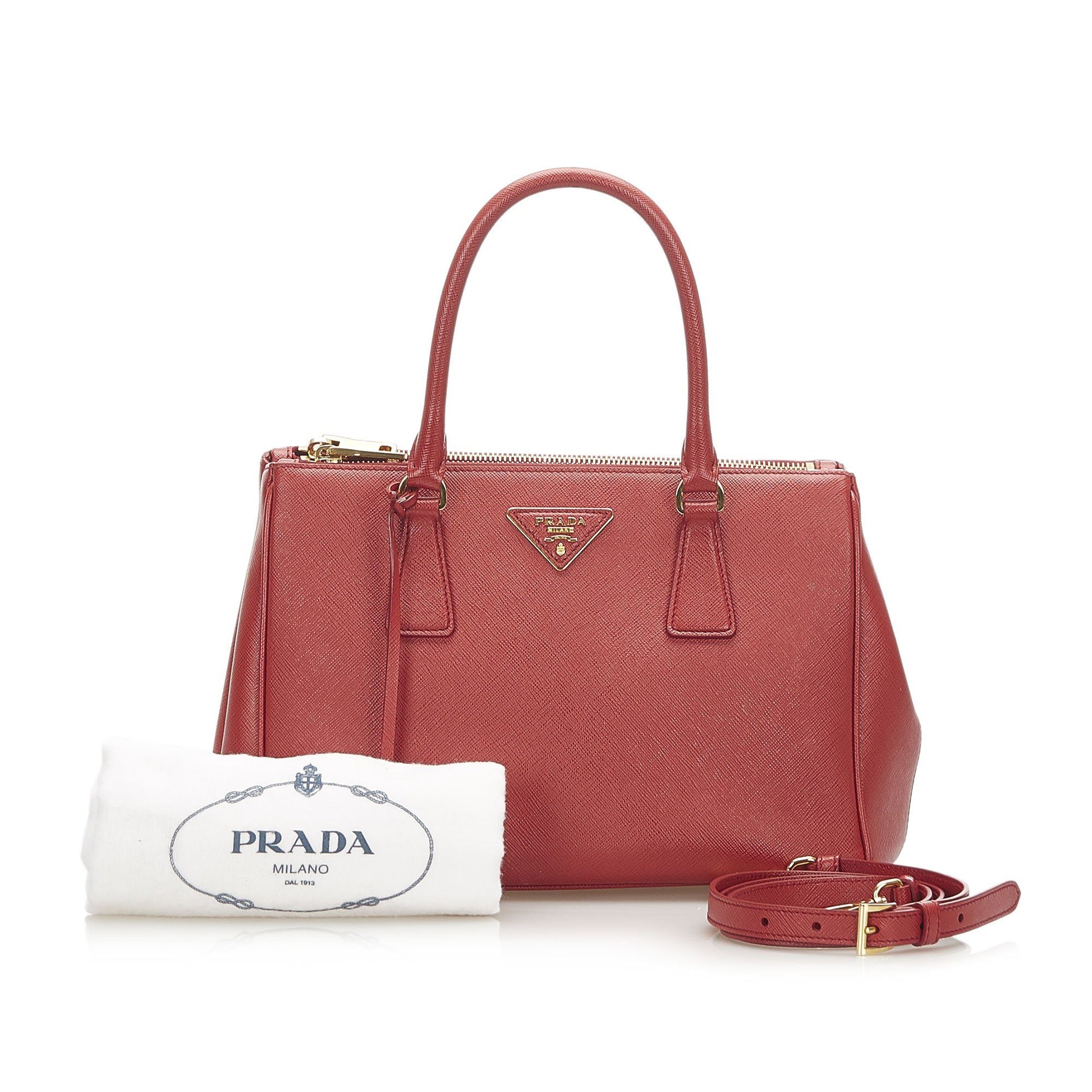 Prada Saffiano Small Red Galleria Satchel Bags Prada 