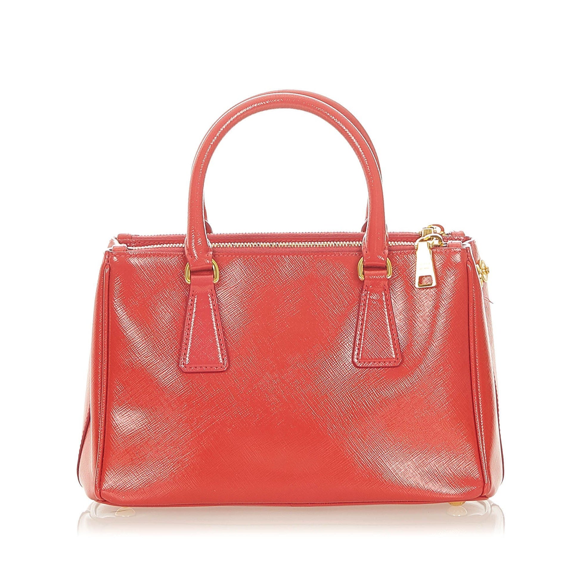 Prada Small Vernice Red Saffiano Lux Galleria Satchel Bags Prada 
