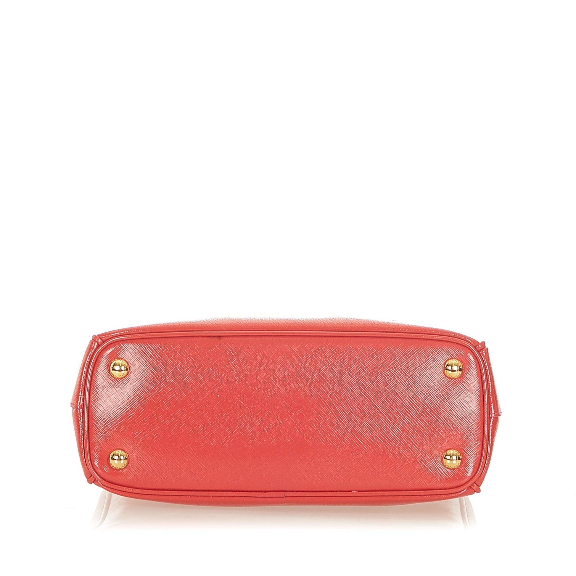 Prada Small Vernice Red Saffiano Lux Galleria Satchel Bags Prada 