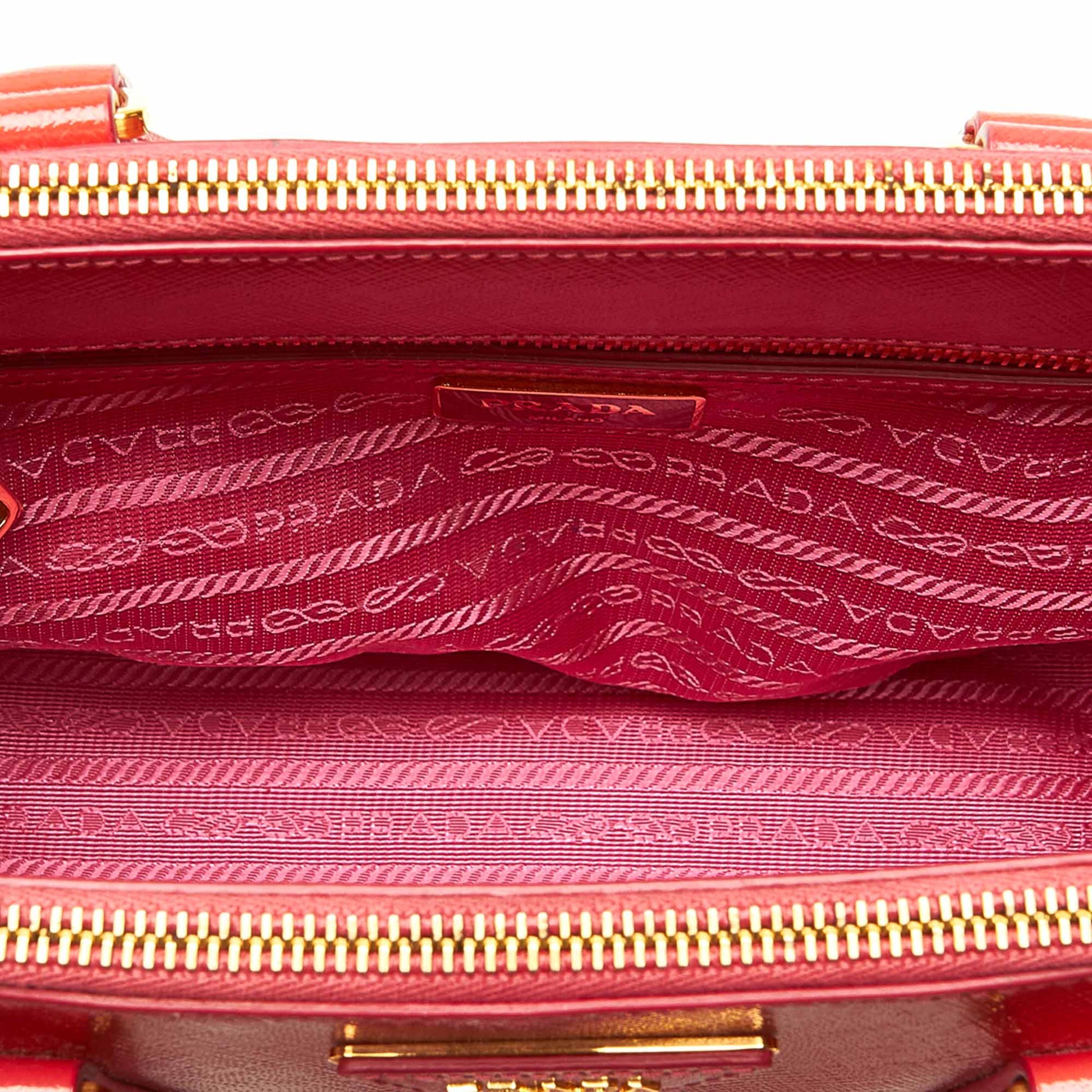 Prada Small Vernice Red Saffiano Lux Galleria Satchel Bags Prada 