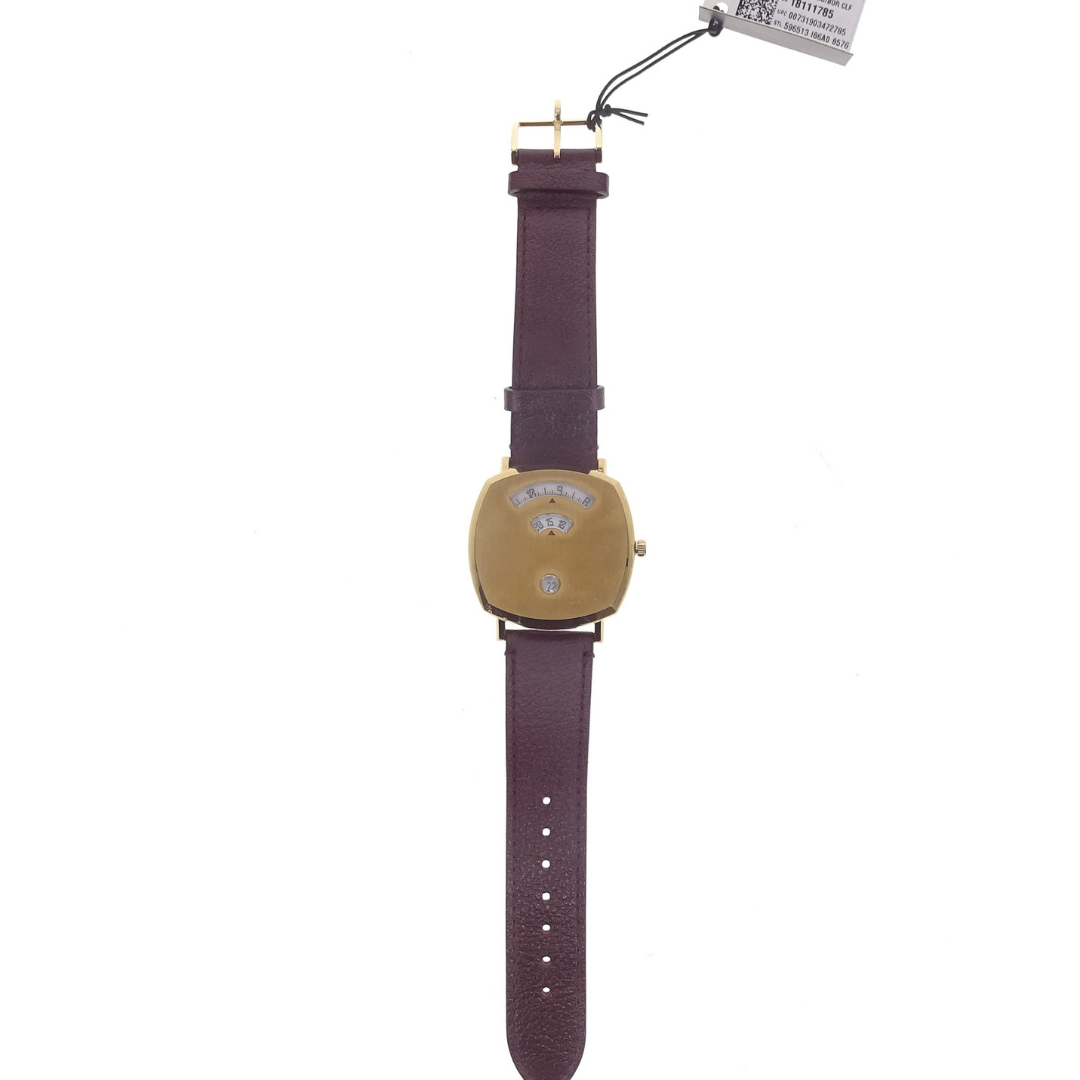 Gucci Bordeaux Leather Strap Grip Watch 38mm