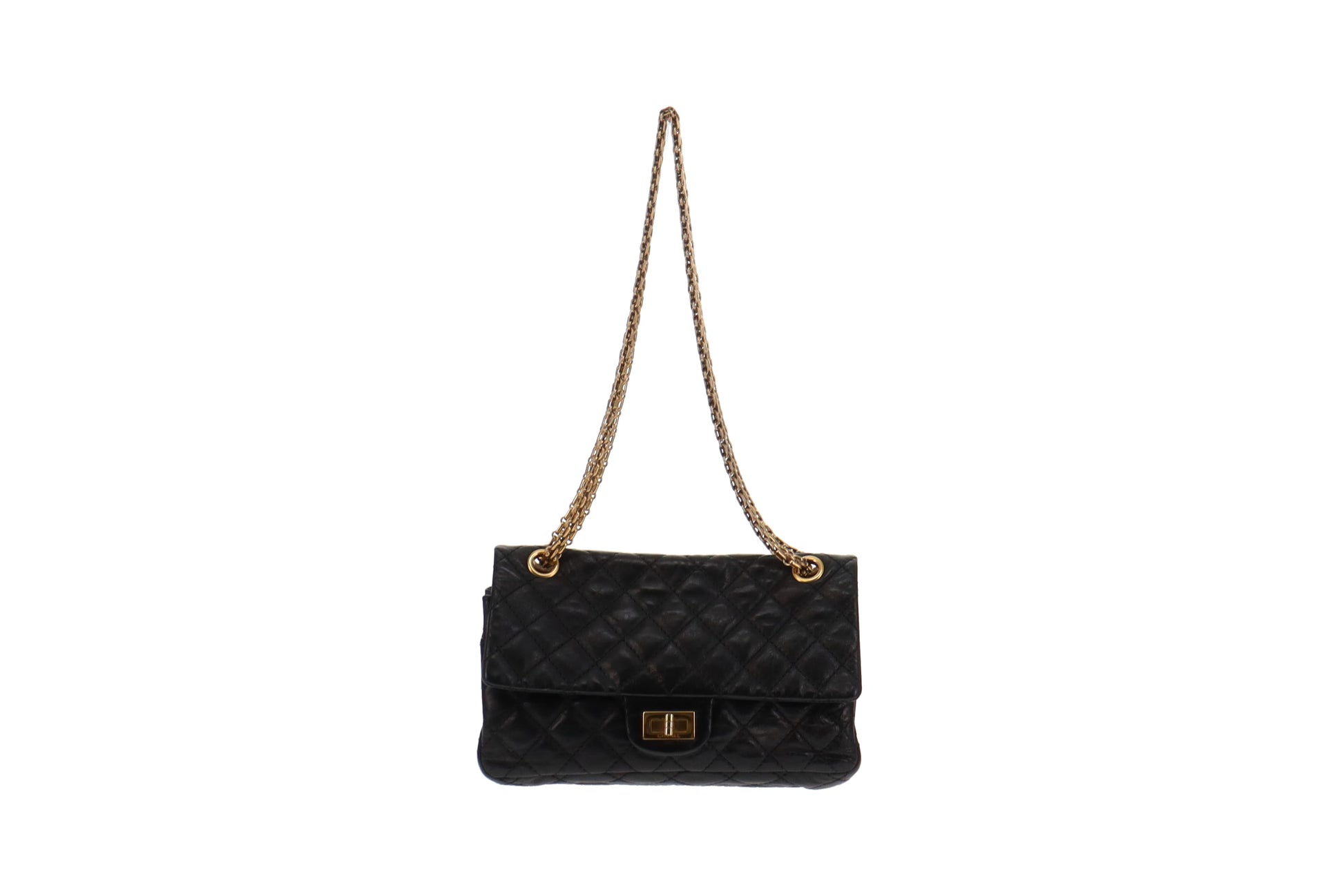 Chanel Black Aged Calfskin Reissue Large 227 2.55 Flap Bag GHW 65332