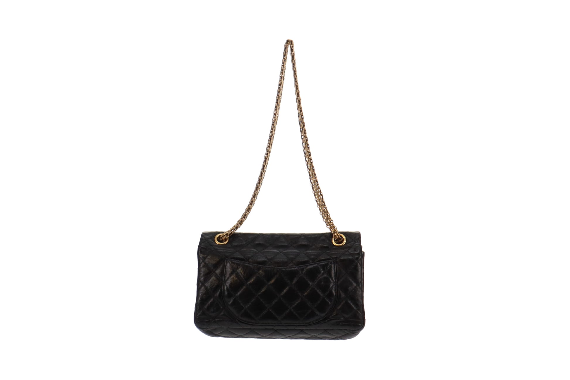 Chanel Black Glazed Calfskin 2.55 Reissue 224 Accordion Flap Bag