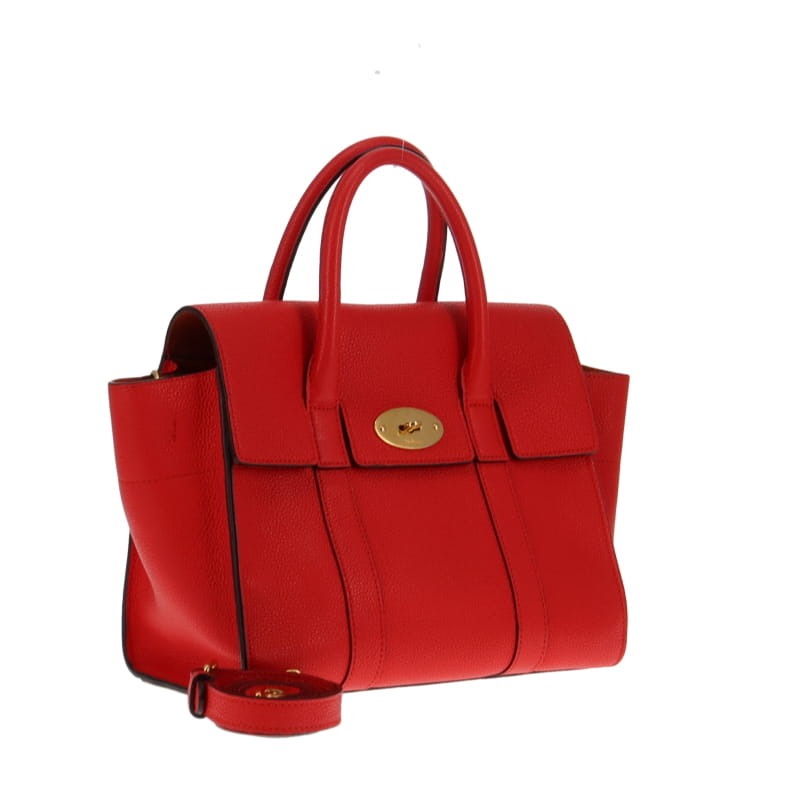 Mulberry Small Bayswater With Strap Poppy Red Grained Leather GH