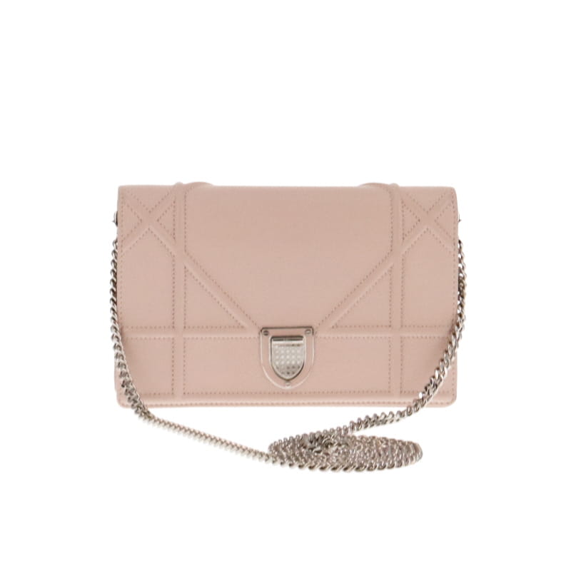 Dior Diorama Nude Wallet On Chain With Silver Hardware