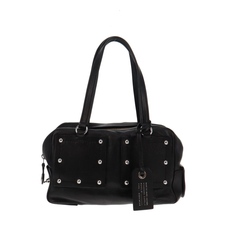 Marc Jacobs Black Cow Leather Workwear Studded Sh Bag