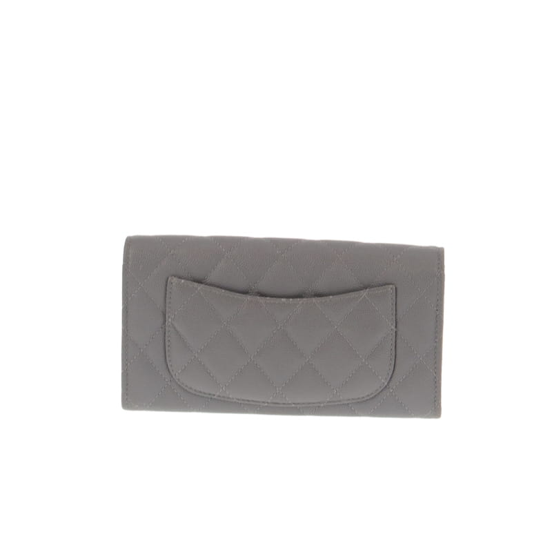 Chanel Classic Long Flap Wallet Grey Caviar GHW '19