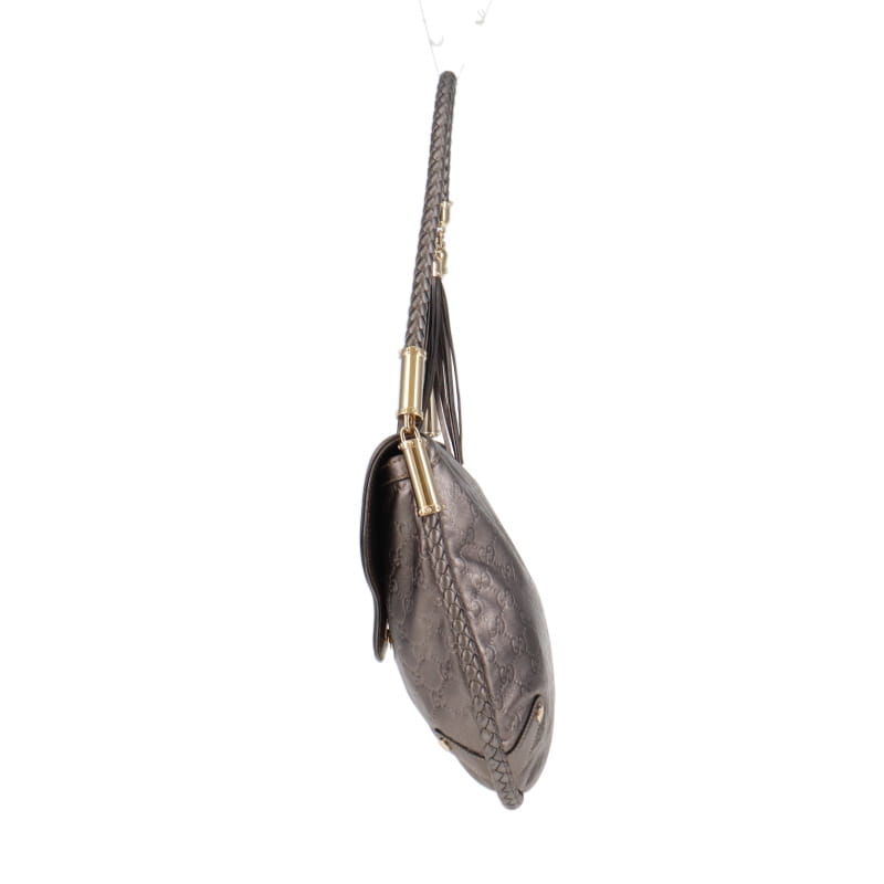 Gucci Britt Tassel Guccisima Metallic Grey Shoulder Bag SH