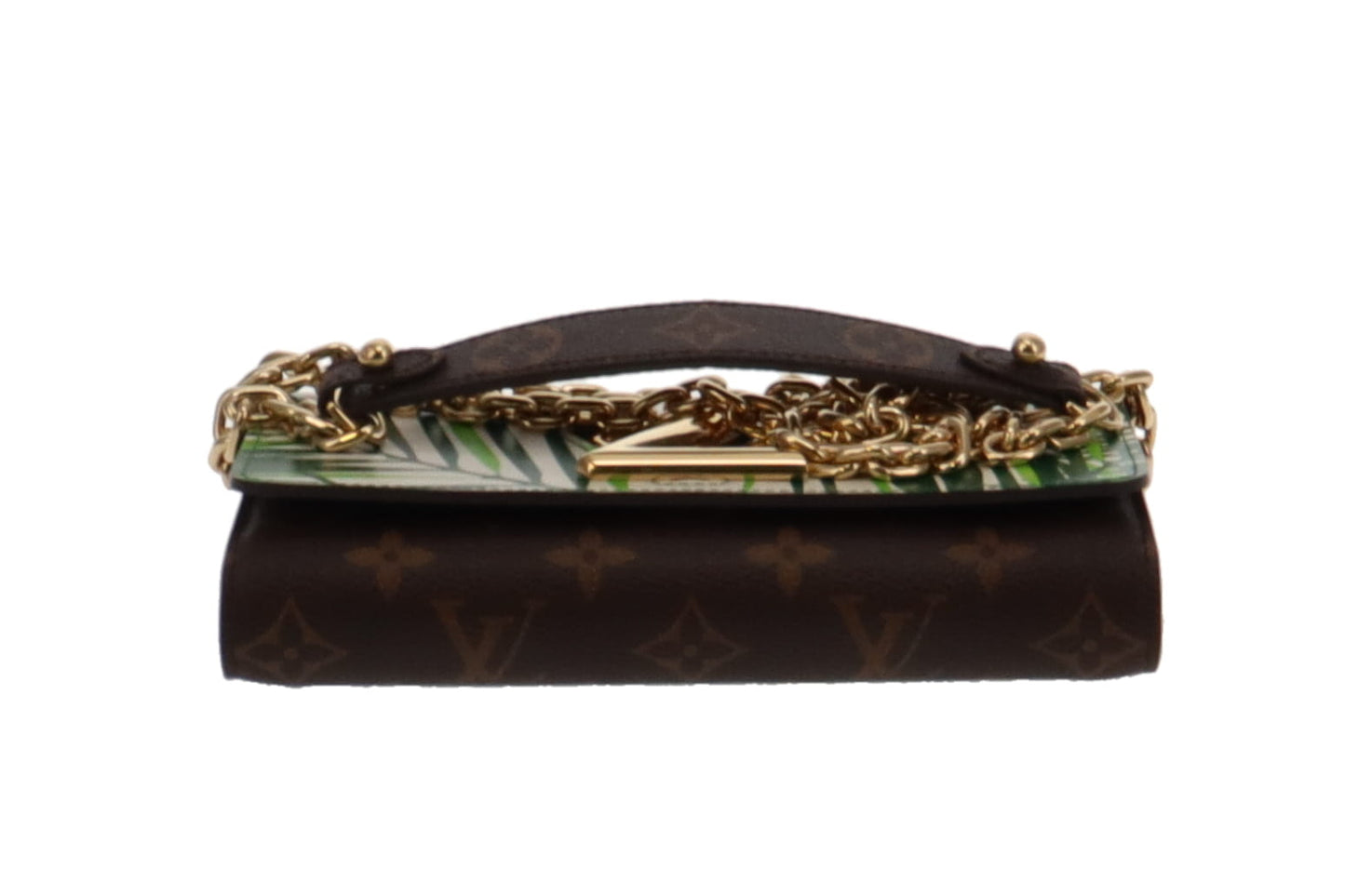 Louis Vuitton Twist Chain Wallet Limited Edition Palm Print Leather with Monogram Canvas