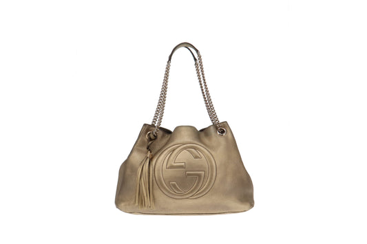 Gucci Gold Metallic Soho Chain Bag