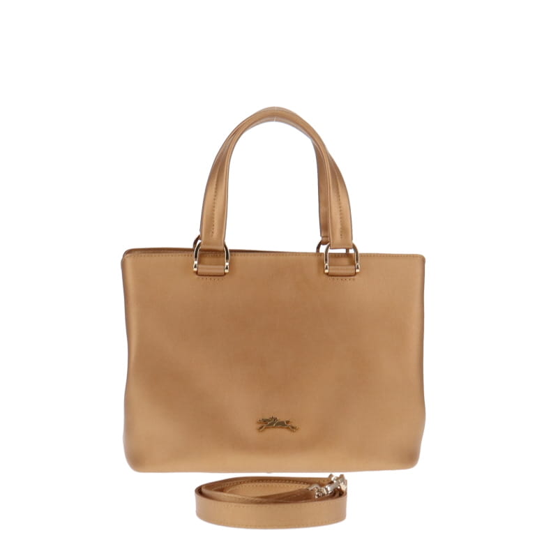 Longchamp Honore Gold Tote With Strap