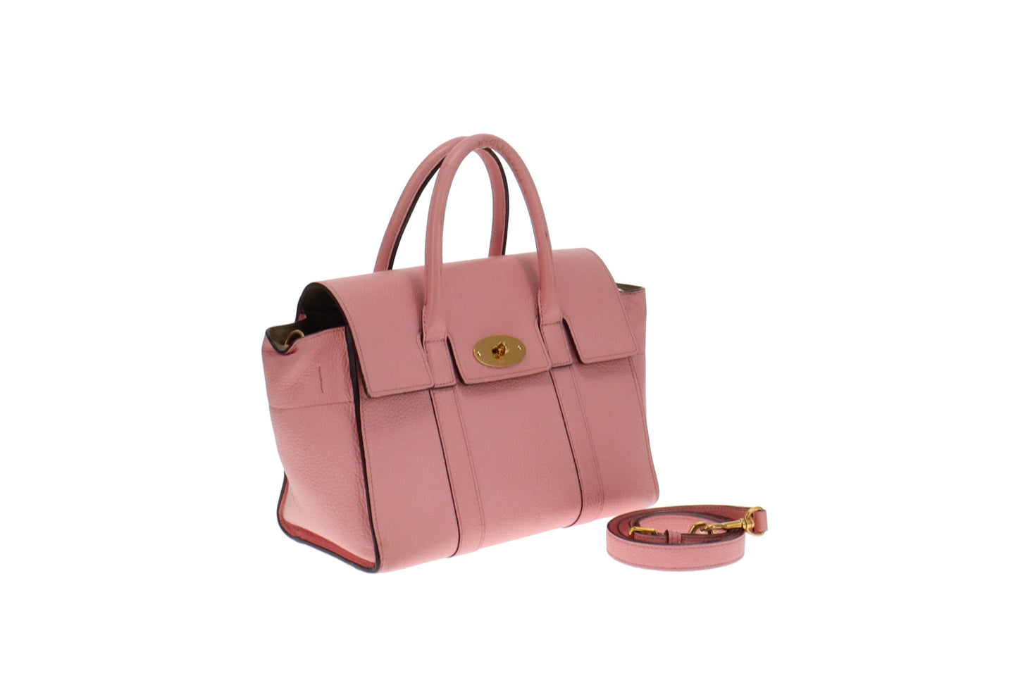 Mulberry Sorbet Pink Classic Grain Small Bayswater with Strap